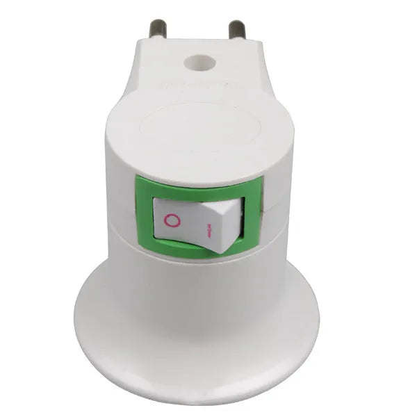 White E27 wall plug screw lamp holder with switch for AU EU or US sockets