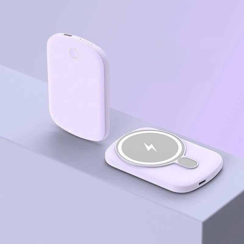 Magsafe magnetic wireless power bank in Barbie Pink, Black, White, or Purple colour options