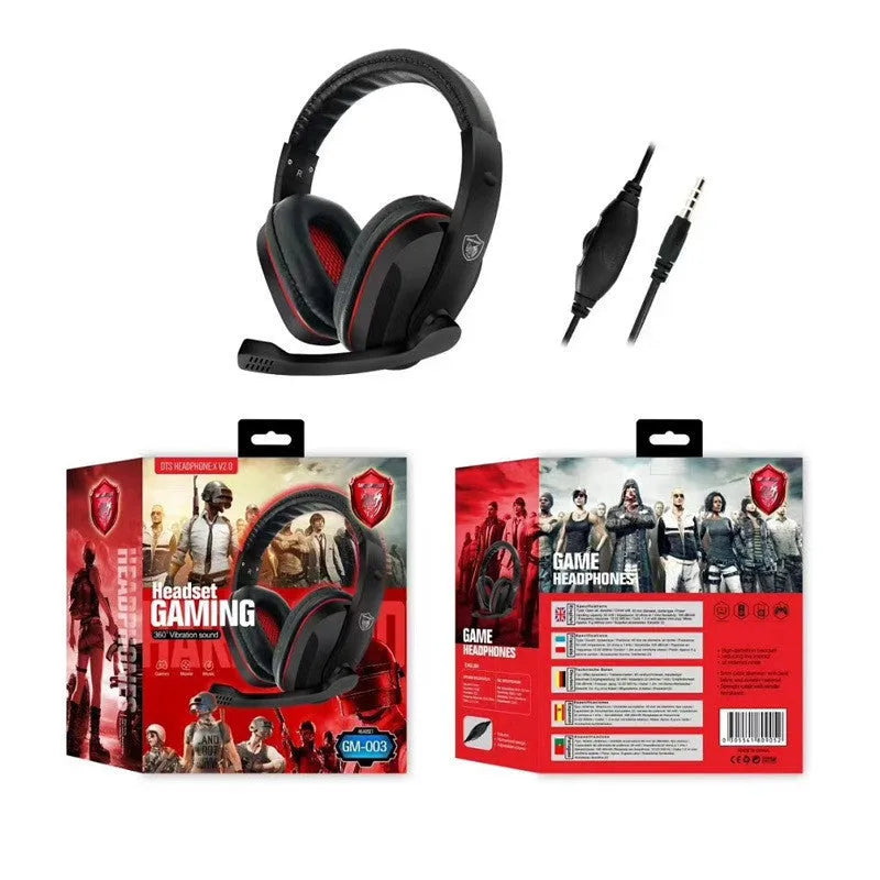 Black wired gaming headset with 40mm speakers and a 6.3mm straight plug on a 1.2m cable