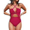 Women's solid colour backless one-piece swimsuit in polyester