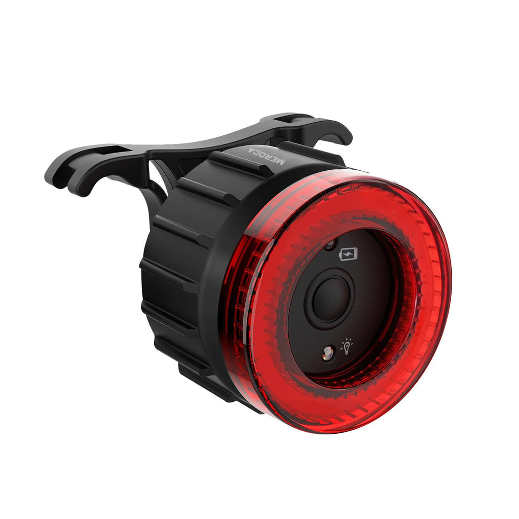 Black intelligent induction brake taillight with aluminium alloy construction and seatpost mounting bracket