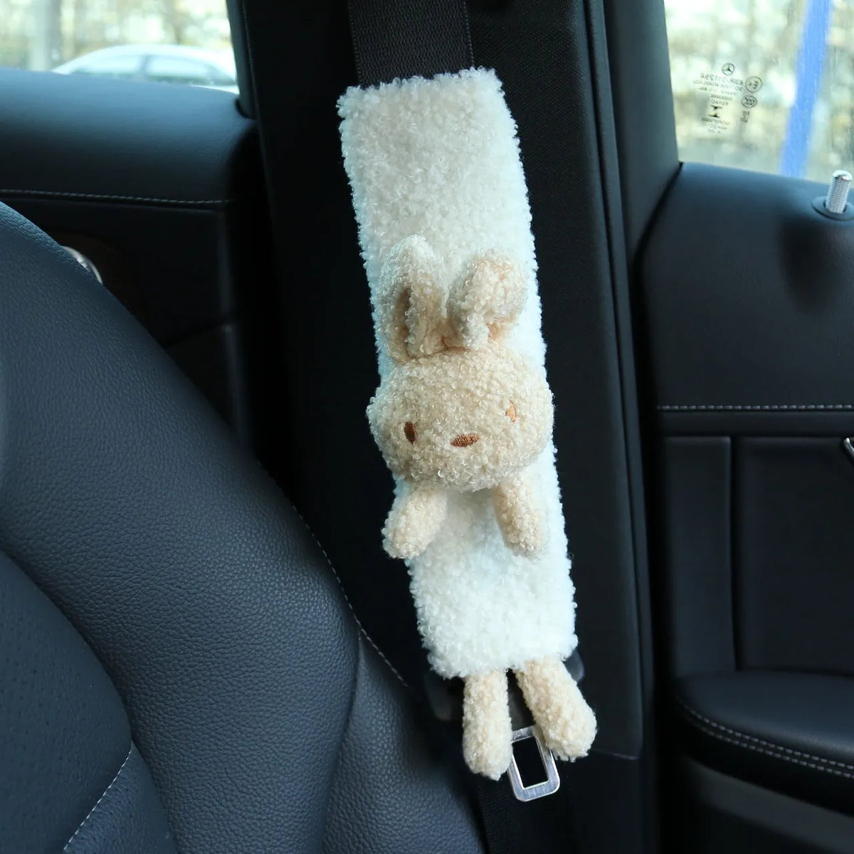 Cartoon plush car seat belt shoulder protector in lamb wool with bear design
