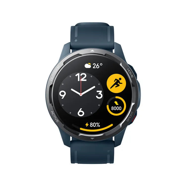 Dual band GPS smart watch with silicone strap in black, white, or blue colour on wrist