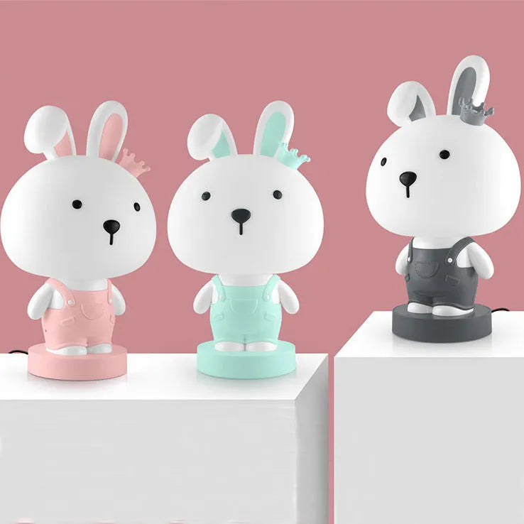 Cartoon animal table lamp with plastic shade in bear, cattle, rabbit or tiger design