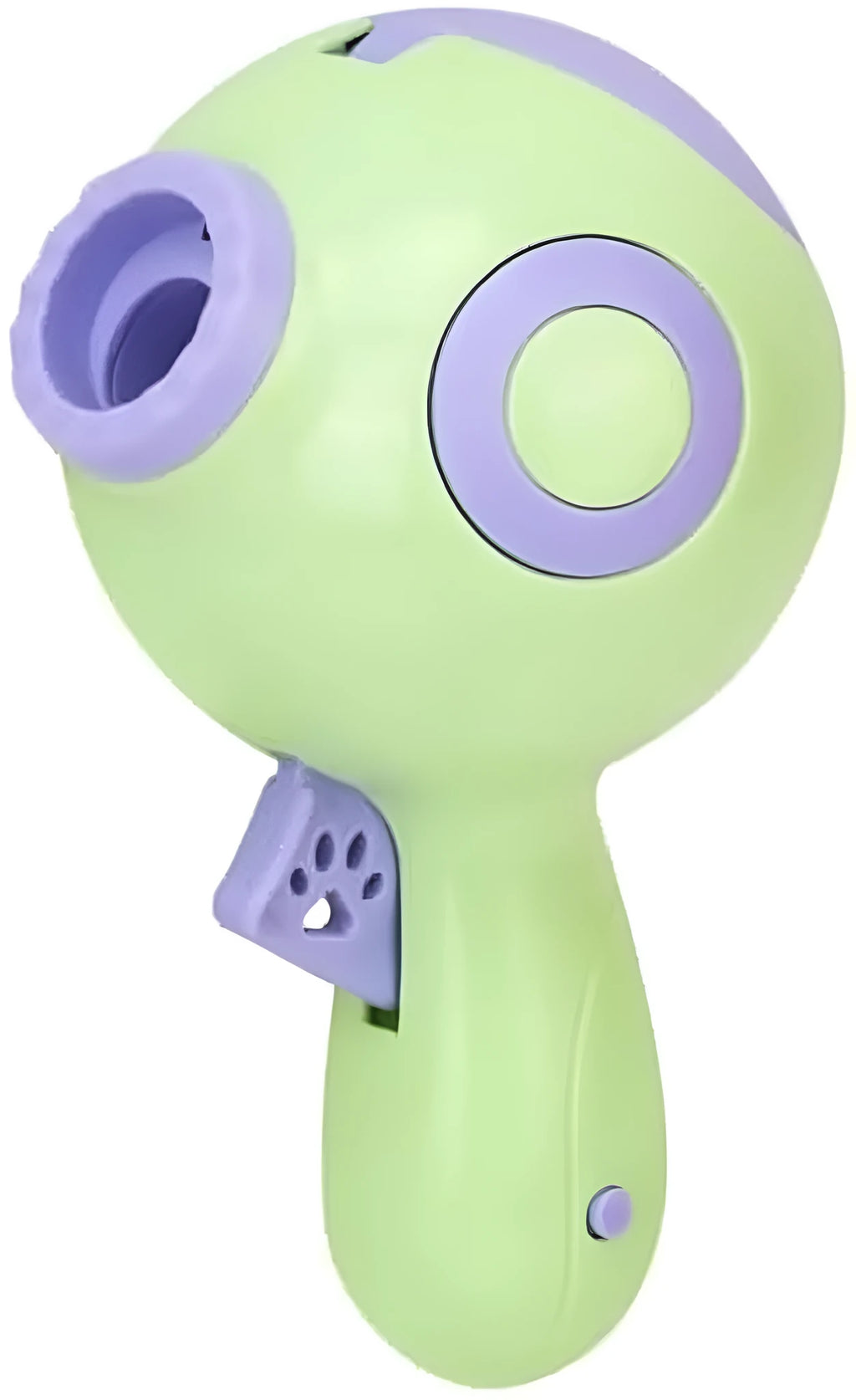 Green, orange or pink dog treat launcher toy for interactive feeding and training