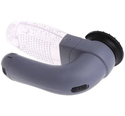 Grey portable pet hair vacuum cleaner with massage brush for dog and cat grooming