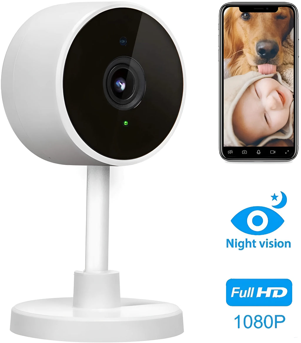 White FLASH FISH SKX10 gun-style WiFi security camera with anti-theft monitoring features
