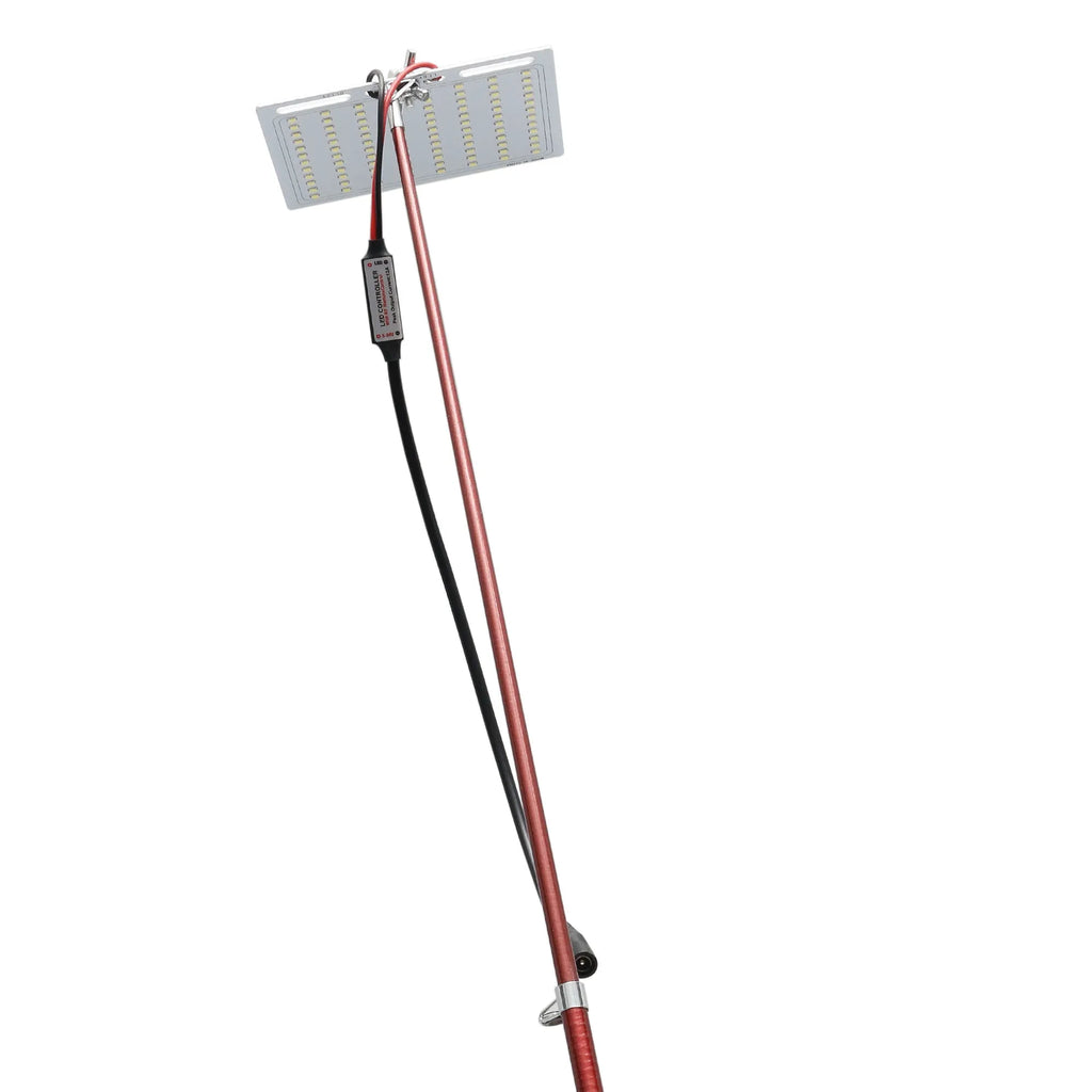 LED fishing rod light with remote controller on 5 metre telescopic pole for outdoor lighting