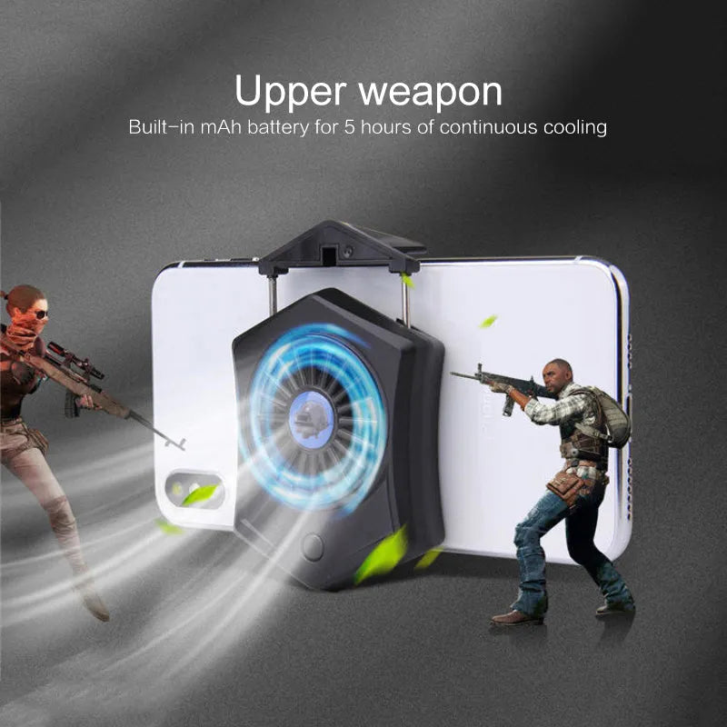 Black mobile phone radiator cooling fan with USB connector for smartphone temperature management