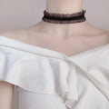 Velvet ruffled flower pendant necklace on snake bone chain in three colour options