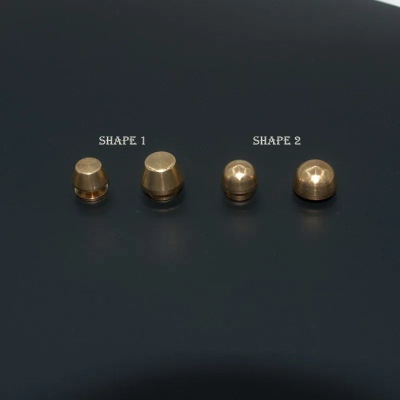 Brass decorative buckles for foot nails in 10mm and 12mm sizes with round and geometric shapes