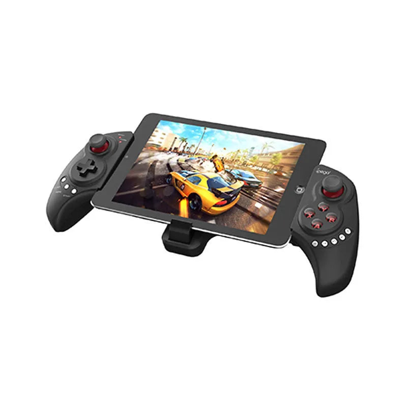 PG-9023 wireless telescopic game controller extended to hold a mobile phone