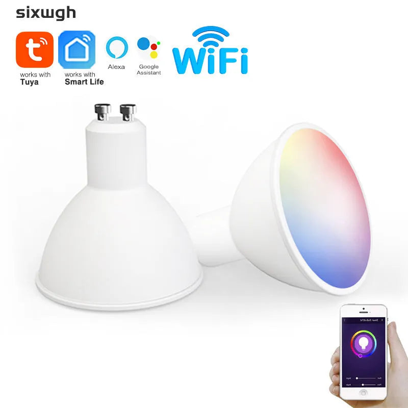 Wi-Fi smart GU10 LED spotlight bulb with RGBCCT colour and adjustable white light options