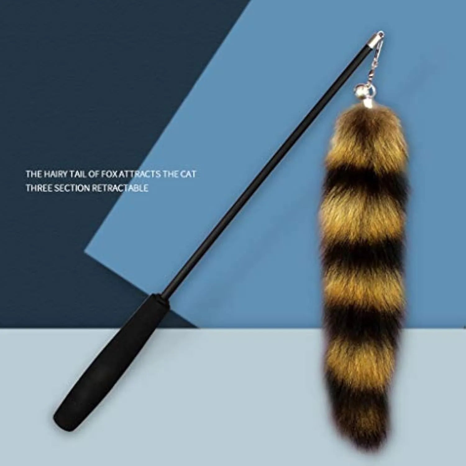 Black cat toy wand with 42 metre elastic string for interactive feline play