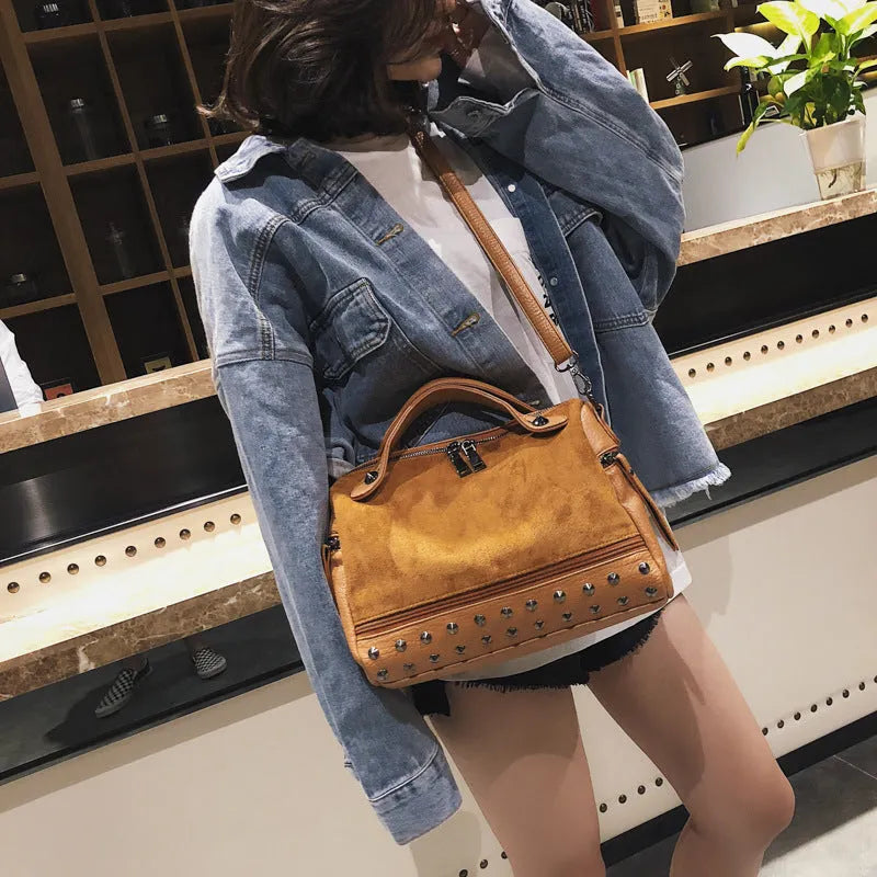 Soft PU leather women's shoulder tote bag with large capacity and smooth zipper in black, brown, or grey