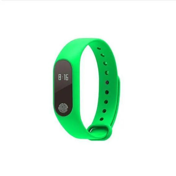 Smart fitness tracker hand ring showing coloured bands on a wrist with heart rate and step data on display.