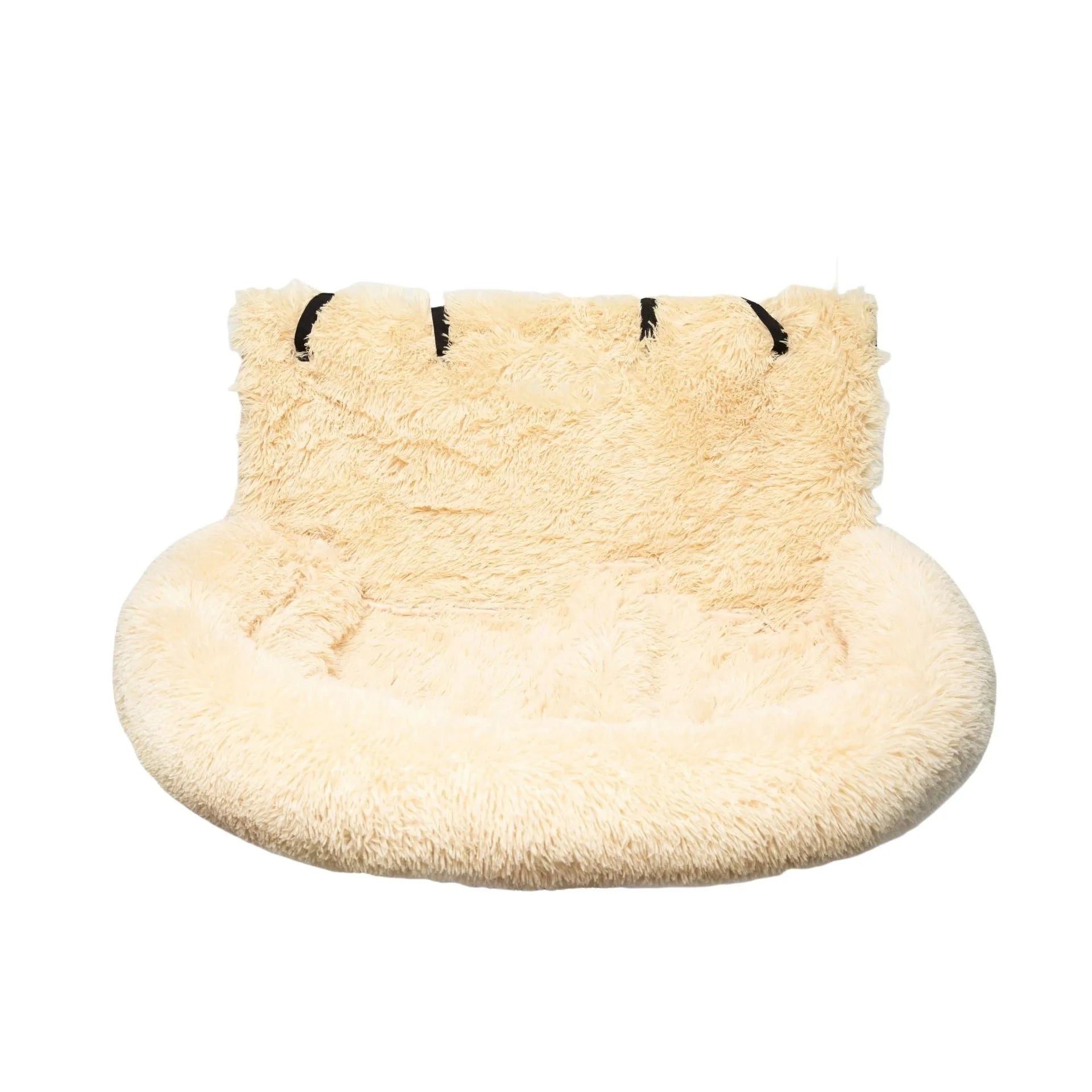 Beige thermal-thickened cloth pet mat placed on a car seat.