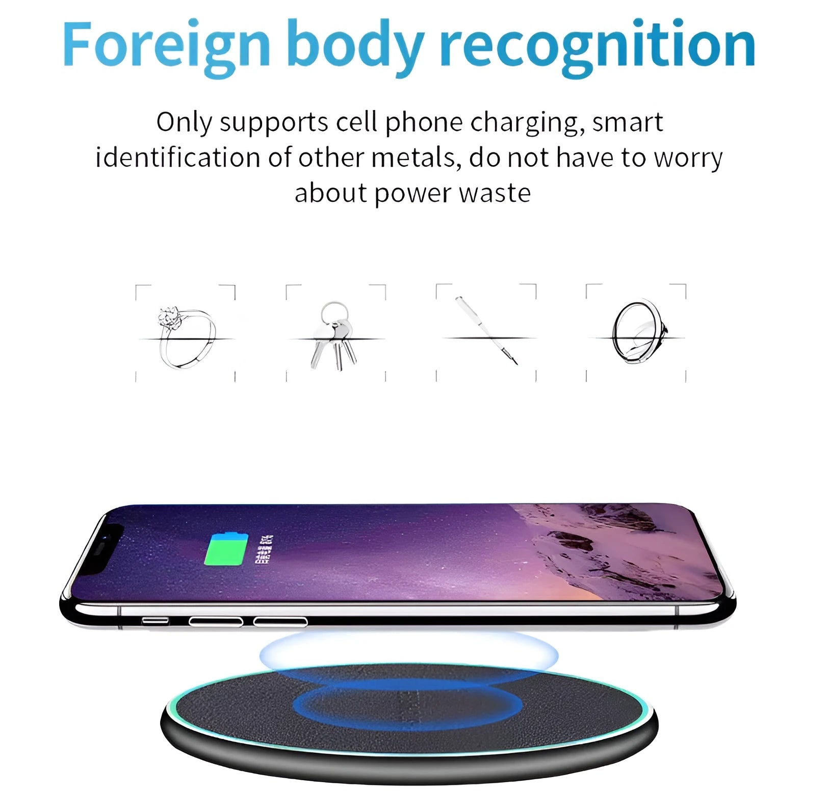 Black Qi wireless fast charger with protective pad for iPhone 11