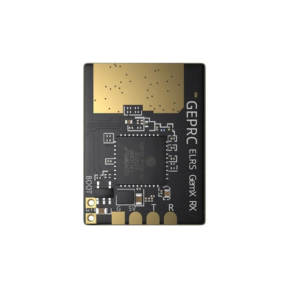 ELRS 915MHz/2.4GHz dual-frequency FPV drone receiver module with T-shaped antennas and metal housing