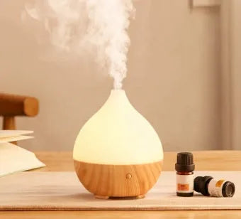 Asakusa wood grain finish 100ml USB aroma diffuser on table