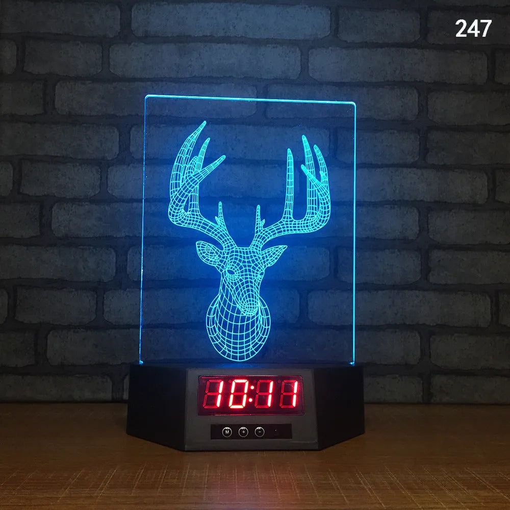 3D blue dolphin LED table night light with remote control on wooden surface