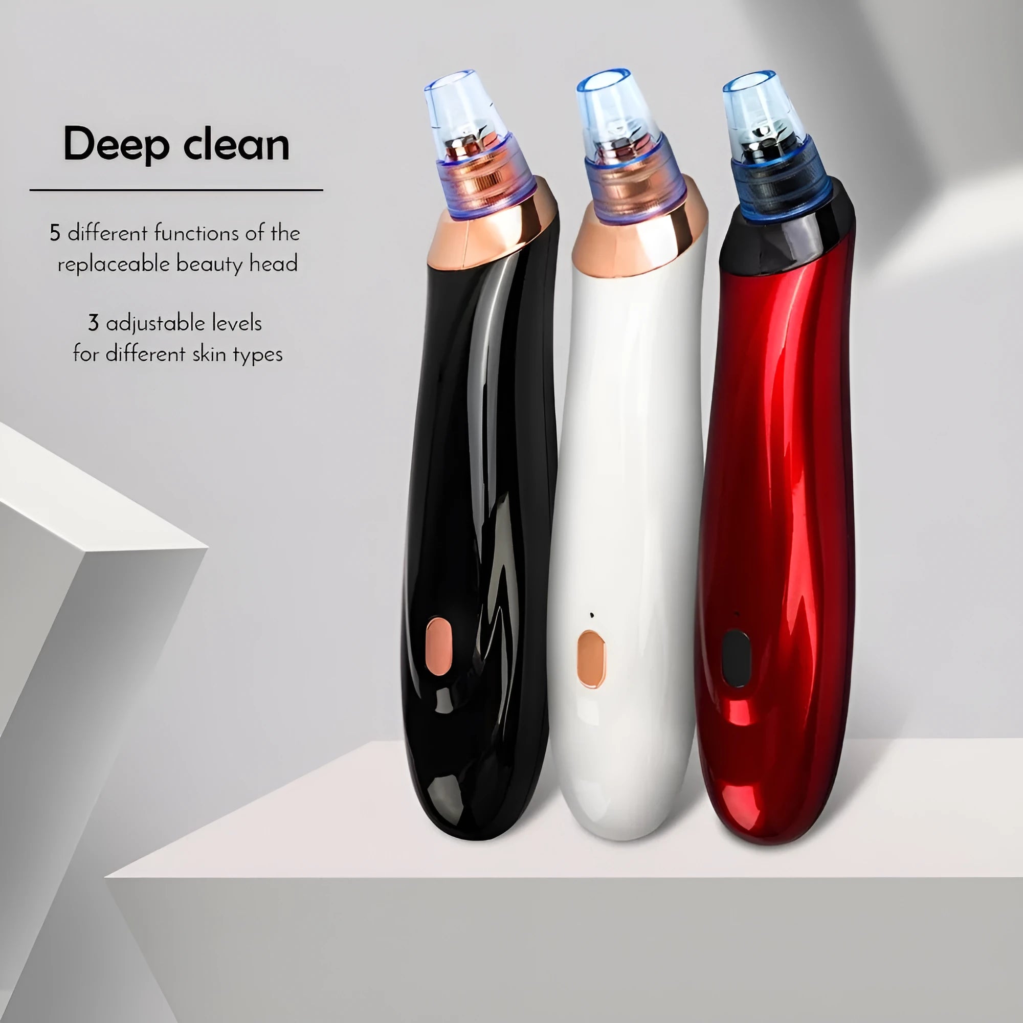 Electric blackhead remover device with vacuum suction function and multiple nozzle attachments