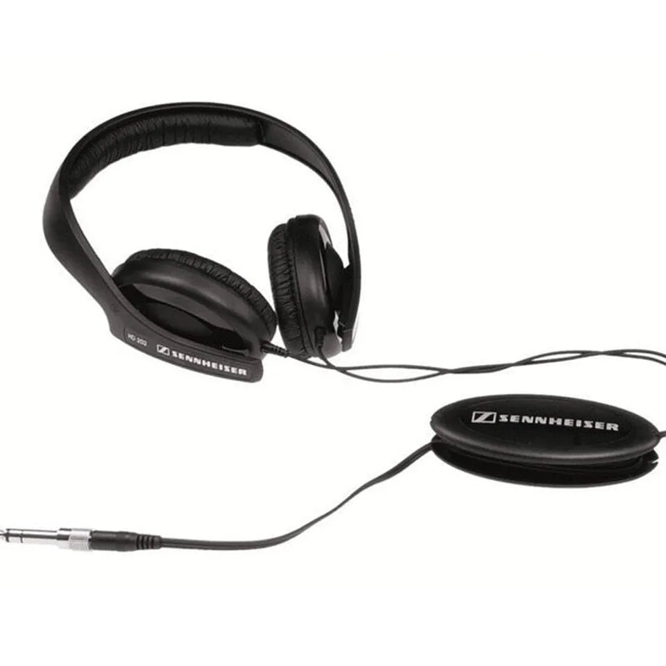Black head-mounted stereo headphones with over-ear design and detachable cable for professional monitoring and gaming