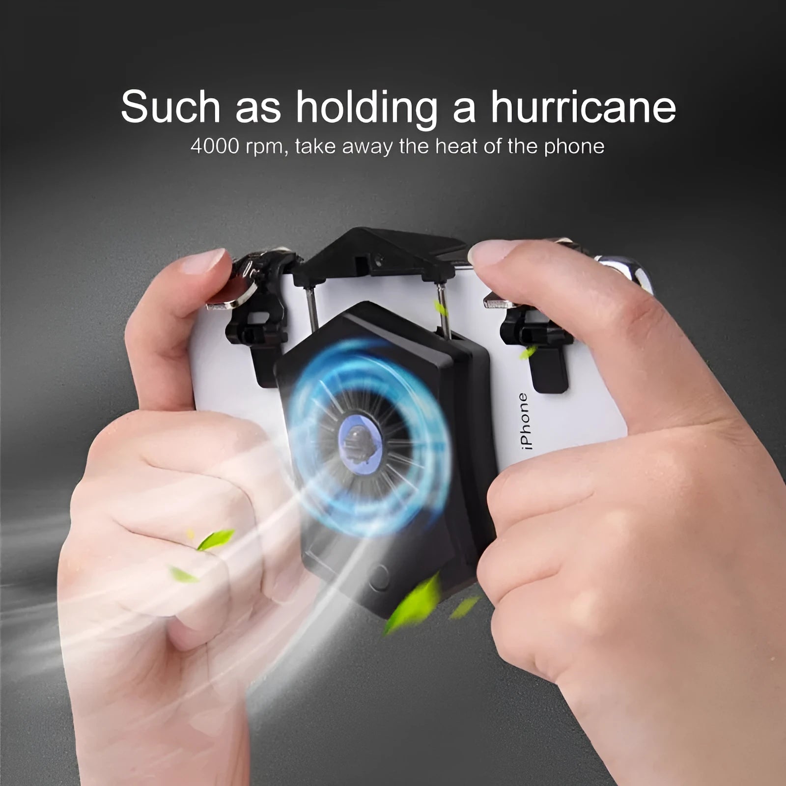 Black mobile phone radiator cooling fan with USB connector for smartphone temperature management