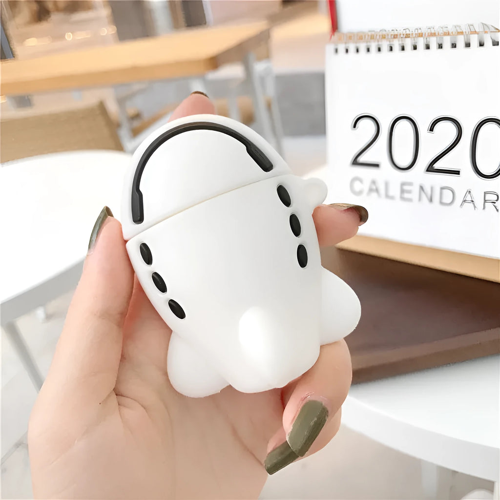 Cartoon aircraft headset silicone protective case for AirPods 1st and 2nd generation with hook