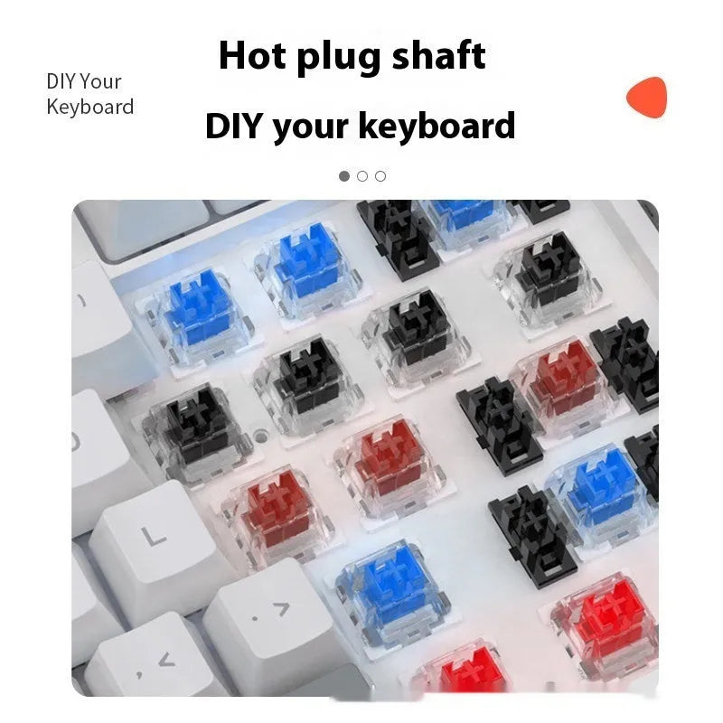 Blue and white 61-key mechanical keyboard with compact layout and hot-swappable switches