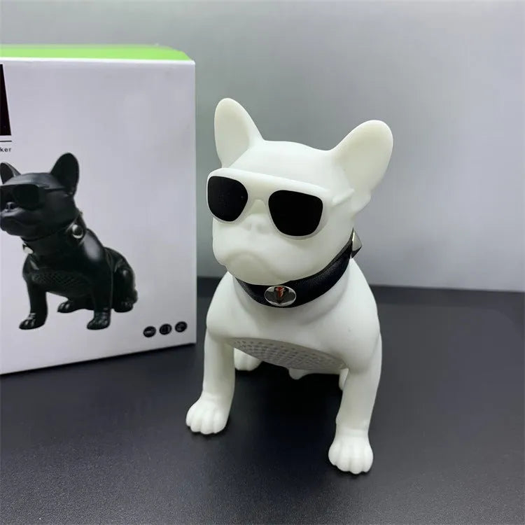 Mini bulldog-shaped Bluetooth wireless speaker in black, red, or white colours