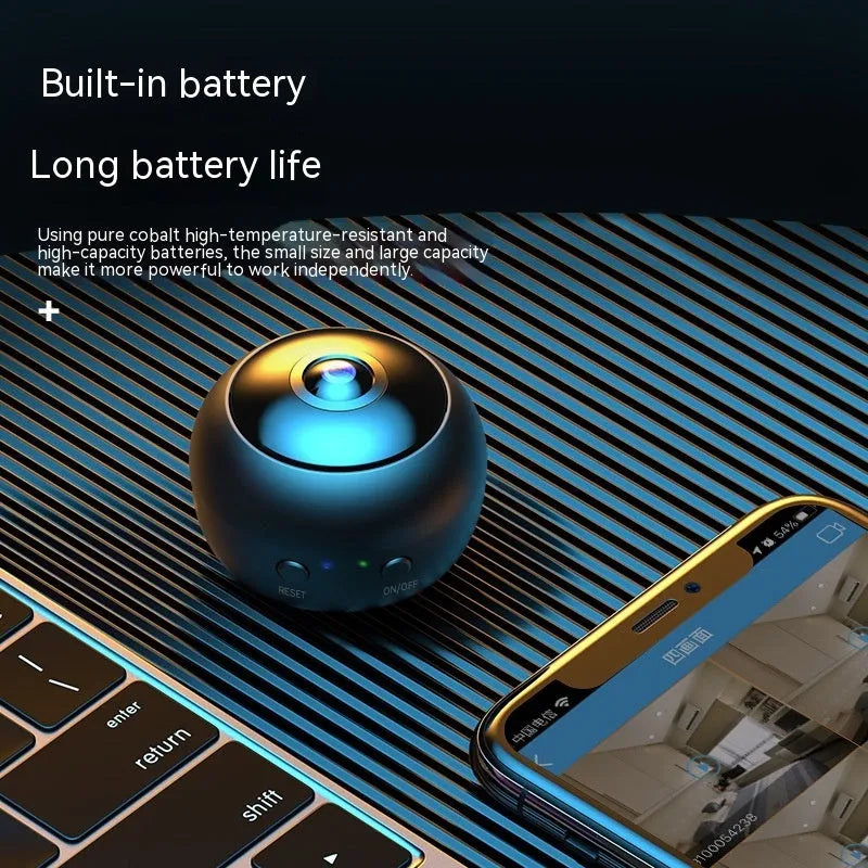 1080p wireless Wi-Fi surveillance camera with ABS housing and USB cable