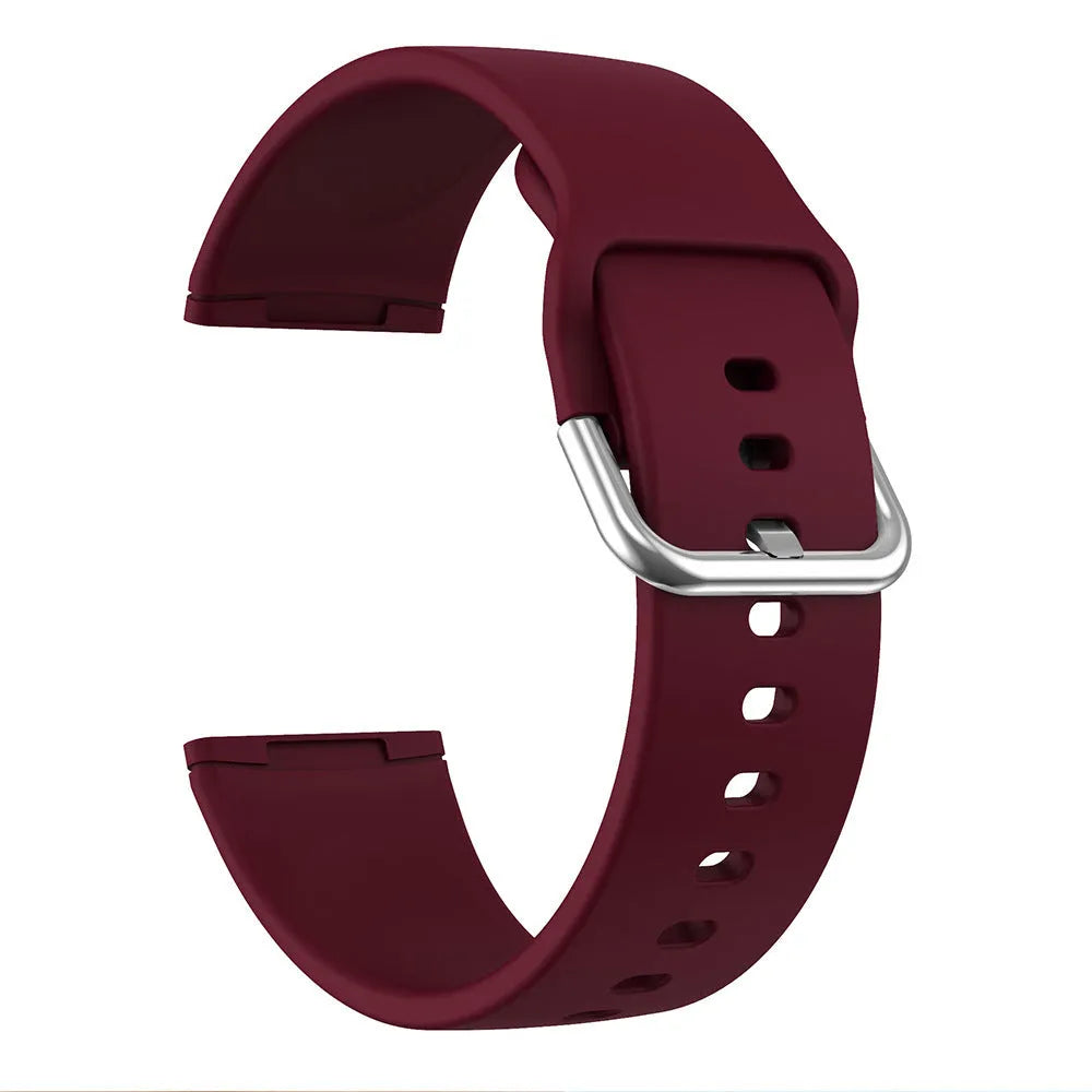 Fitbit Versa 3 and Sense 2 silicone replacement strap with silver buckle in one of twelve colour options.