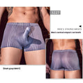 Men's stripes underwear boxer briefs in black colour showing vertical pattern on nylon fabric