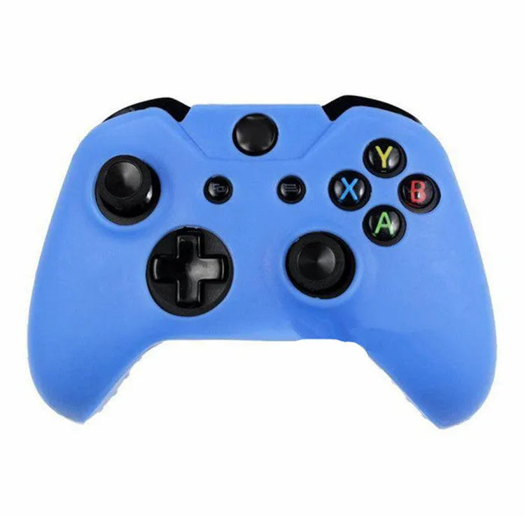 Xbox One controller covered in a transparent silicone protective case on a black background.