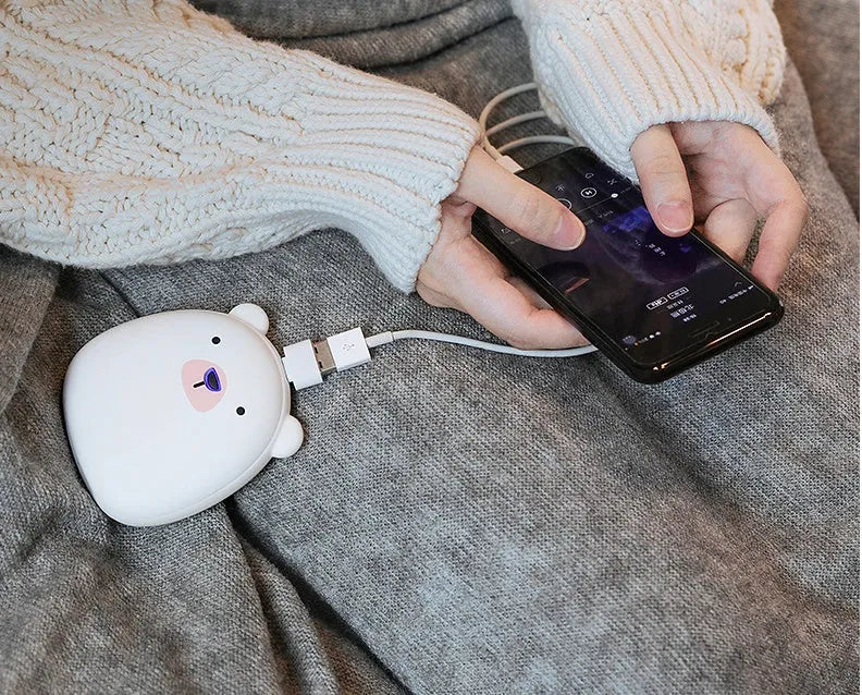 Cute cartoon penguin and polar bear design USB rechargeable electric hand warmer and power bank