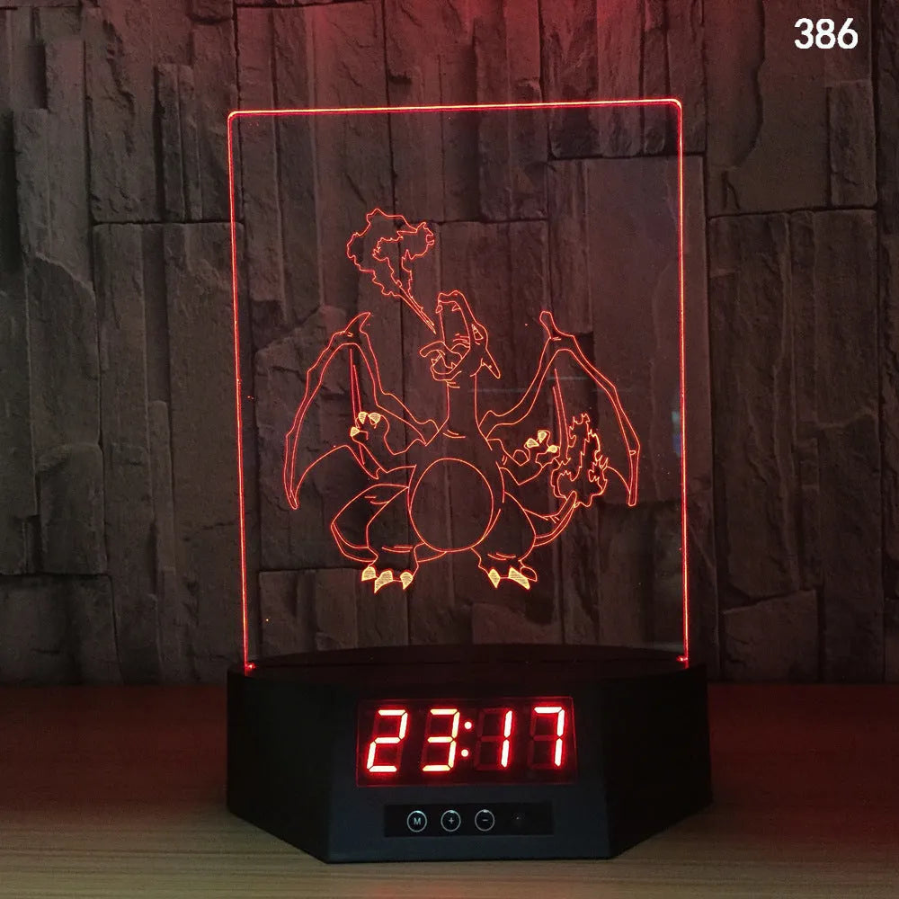3D blue dolphin LED table night light with remote control on wooden surface