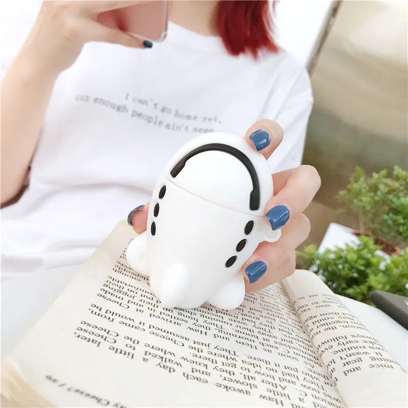 Cartoon aircraft headset silicone protective case for AirPods 1st and 2nd generation with hook