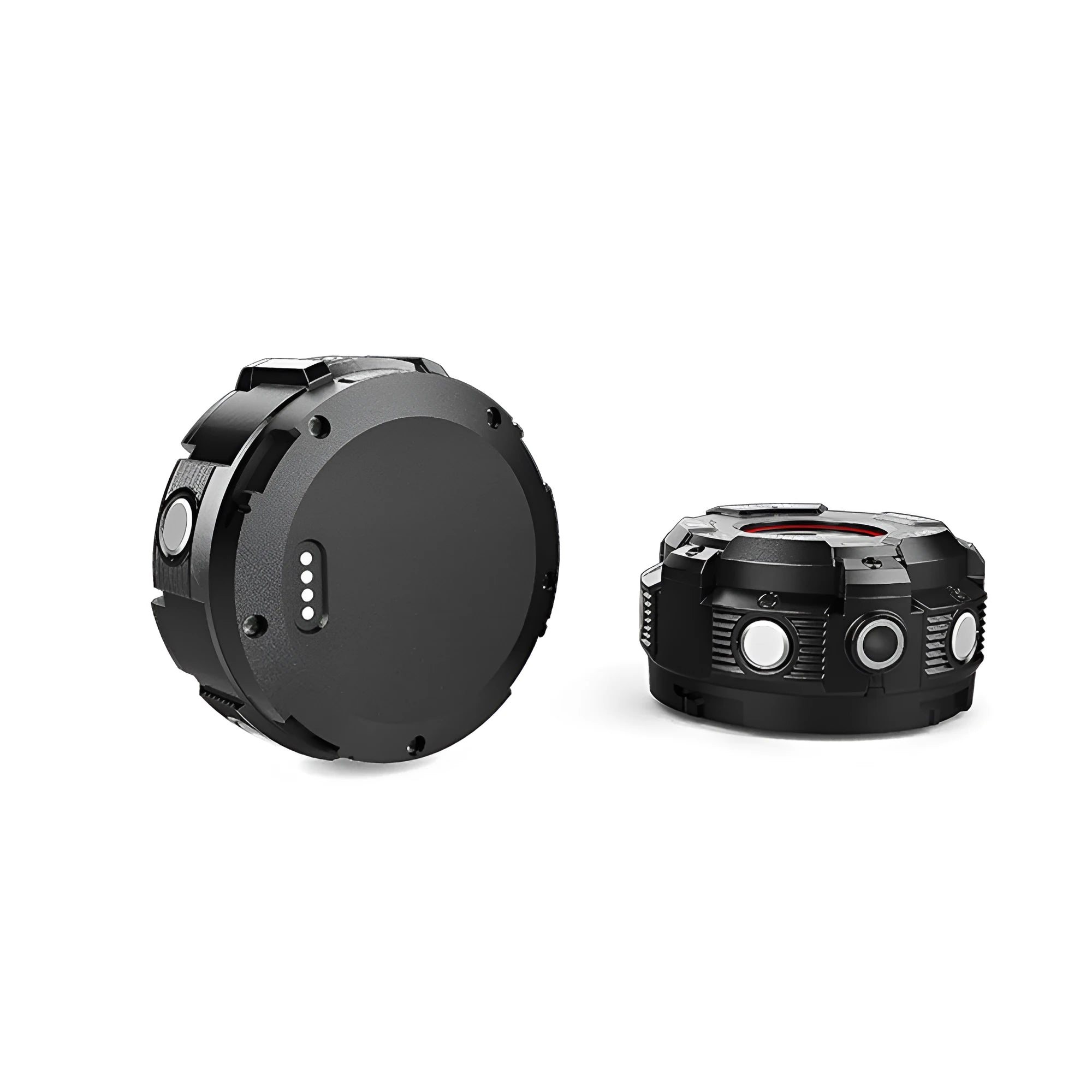 Black waterproof sports digital camera with compact design showing dimensions and SD card slot