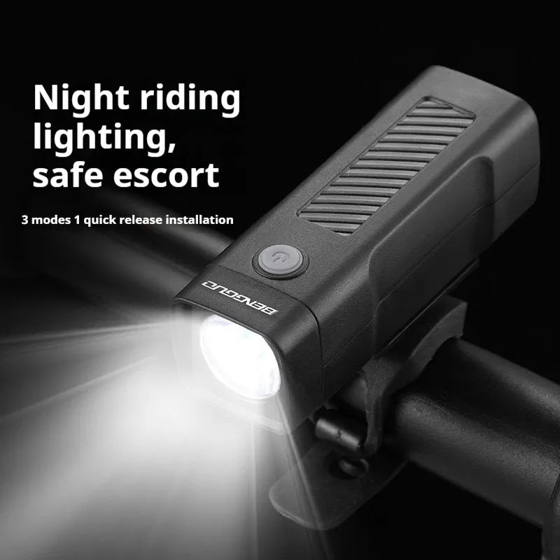 Bicycle headlight with USB charging port and quick release strap bracket
