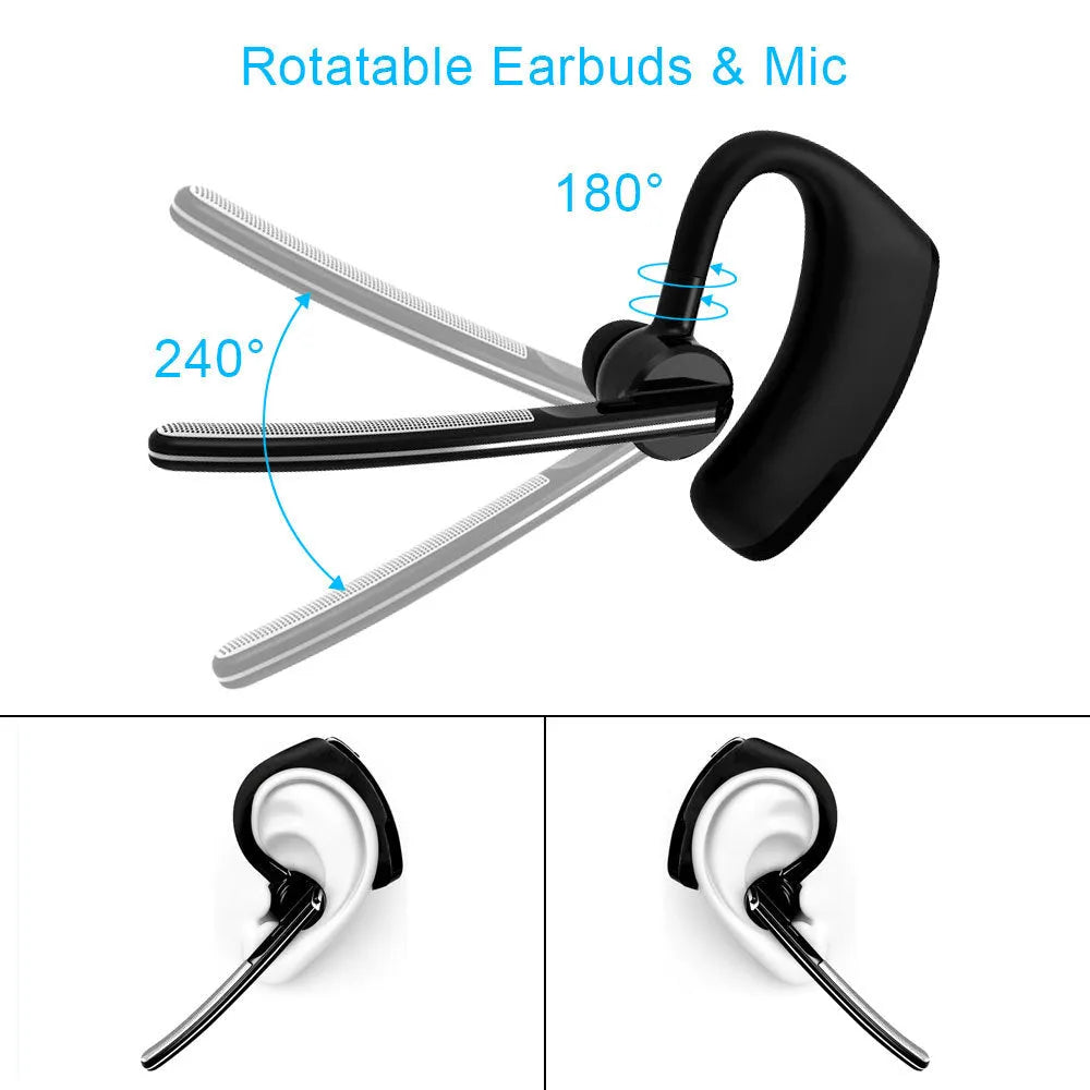 V9 Business Bluetooth wireless headset with ear bud and charging cable