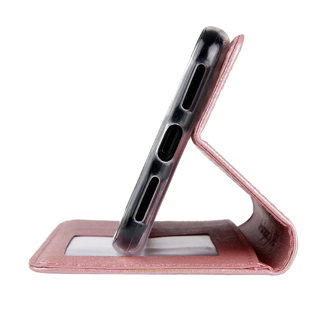 PU leather flip phone case for Apple iPhone with card storage pocket in multiple colour options