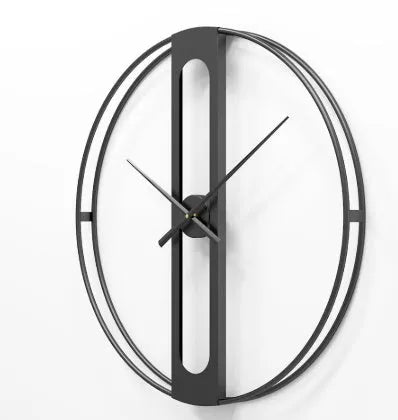 50cm round metal wall clock in black or gold colour with quartz movement