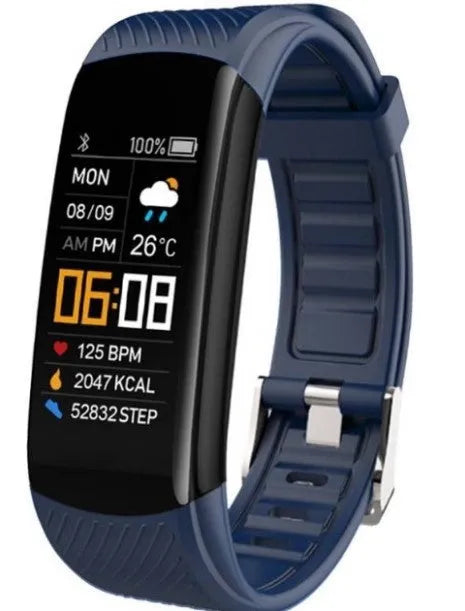 Waterproof silicone pedometer bracelet with touch screen display in multiple colour options