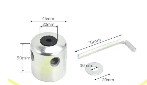 Silver aluminium Luzhu lawn mower grass head kit with four light yellow square cords and a wrench