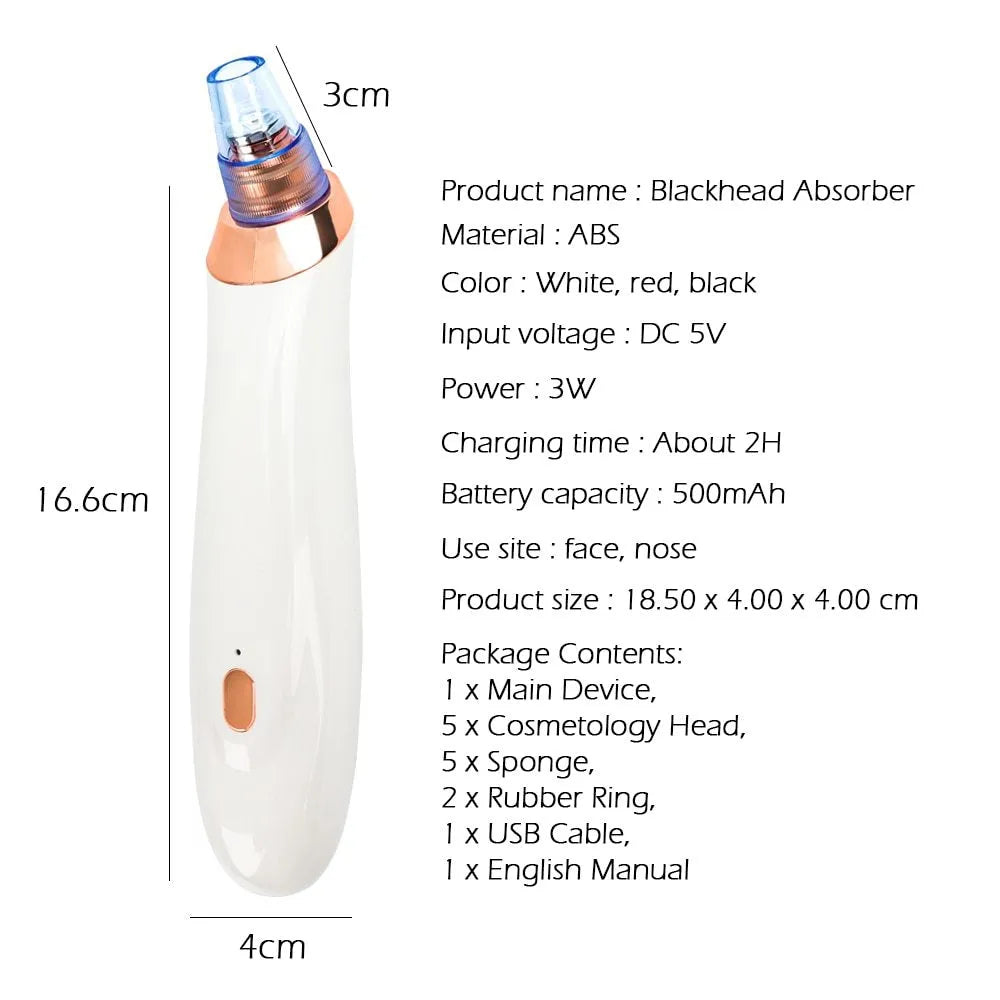 Electric blackhead remover device with vacuum suction function and multiple nozzle attachments