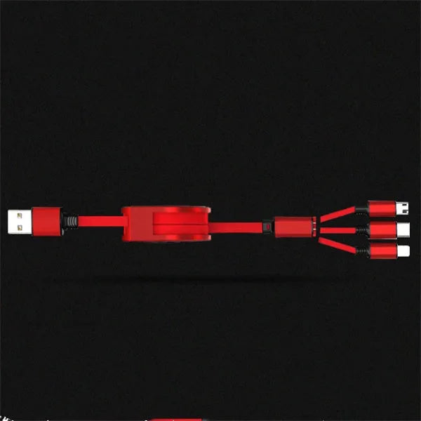 Telescopic charging cable extended to 120 cm length with titanium alloy connectors