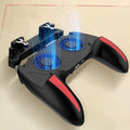 H10 mobile game controller with cooling fan attached to a smartphone showing the ABS handle and trigger buttons