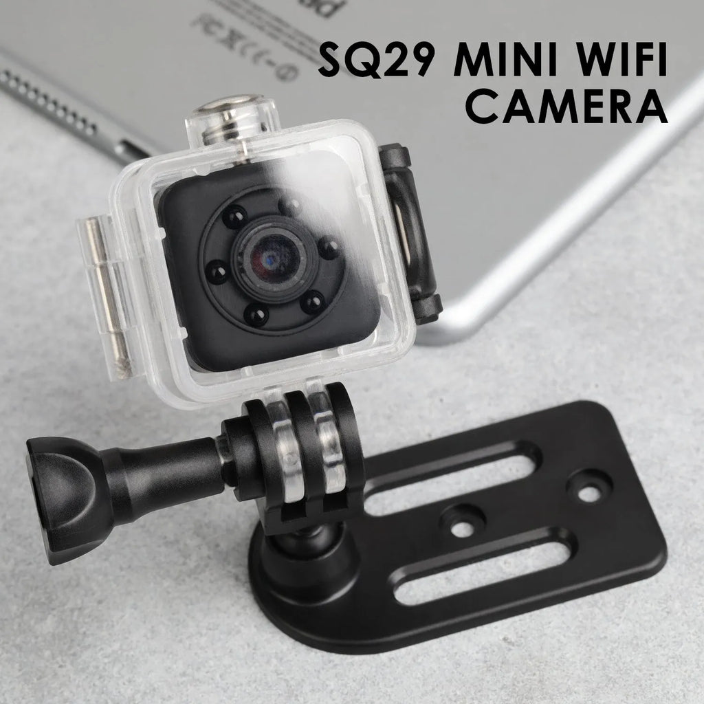 Black waterproof sports camera with MicroUSB port, for long-duration outdoor filming.