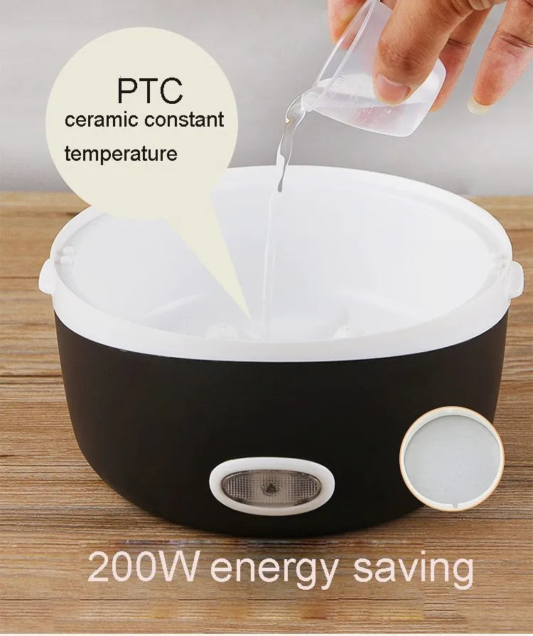 USB-powered electric lunch box food warmer showing 190mm cubic design